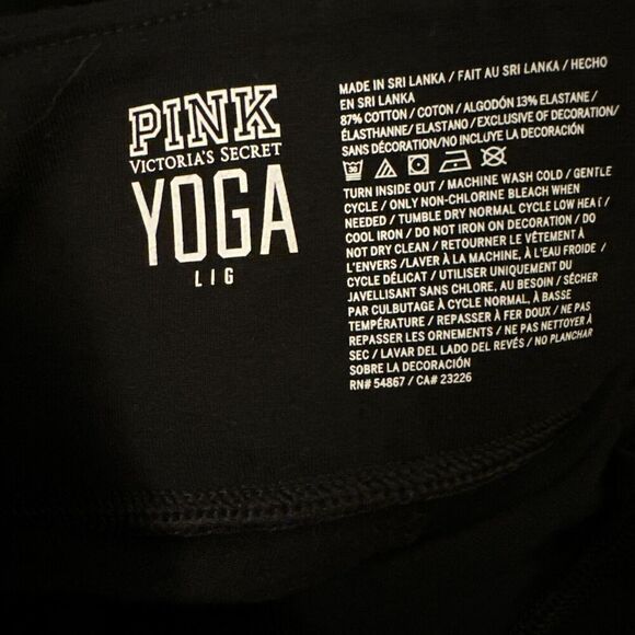 Victorias Secret VS PINK Black Cotton Lace Ankle Legging Size Large - Picture 5 of 5